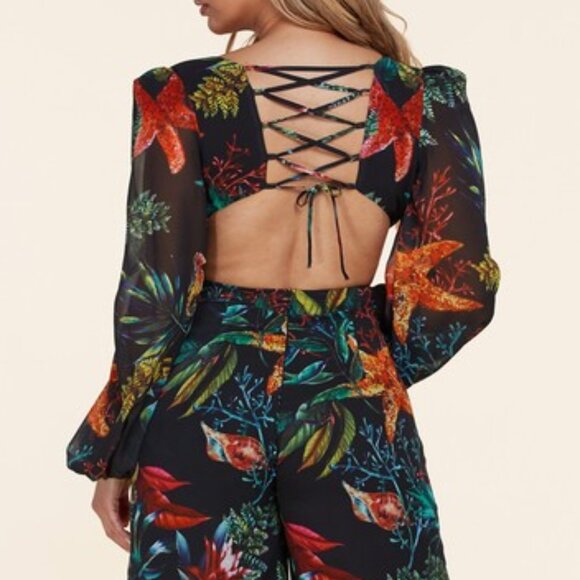 Starfish Long Sleeve Cut-Out Waist Jumpsuit - Picture 3 of 5